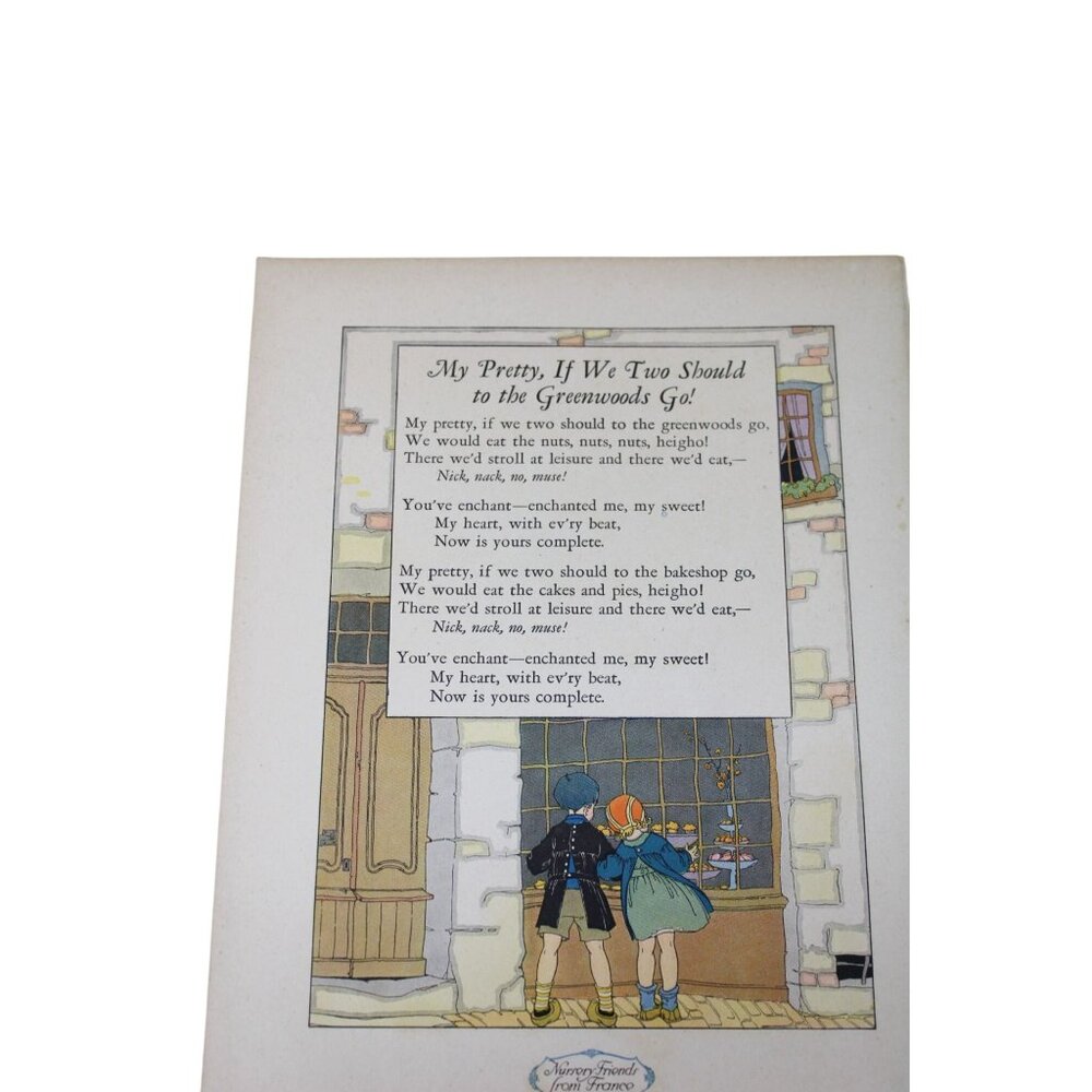1928 Nursery Rhyme Print Friends France IWe 2 Should to the Greenwoods Go 92589